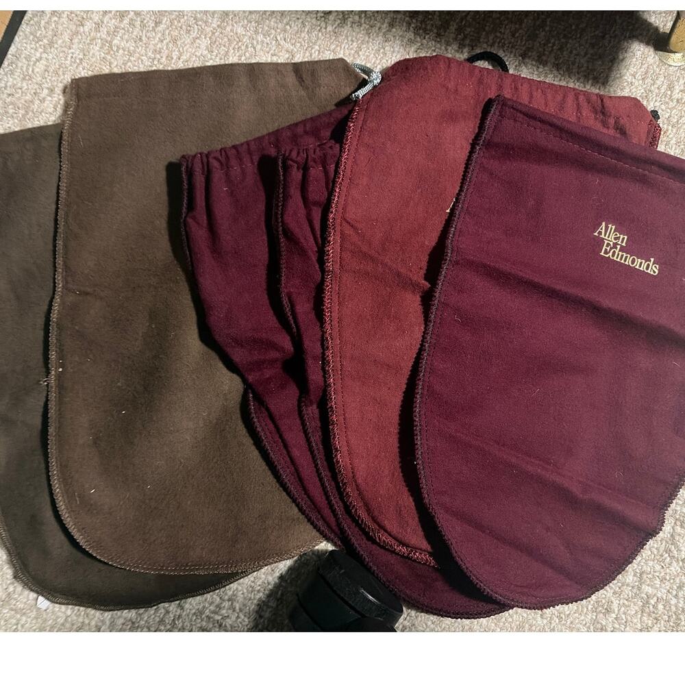 3 Pairs of Allen Edmonds Shoe Bags 12" x 9" Brown Maroon (6 total)